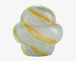 Bordlampe Stribet Gul/Hvid H.22 cm