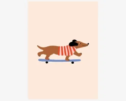 Dachshund on skateboard 30X40 cm
