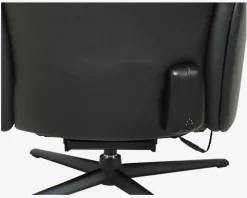 Drejestol m/Indbygget Fodskammel Sort Læder