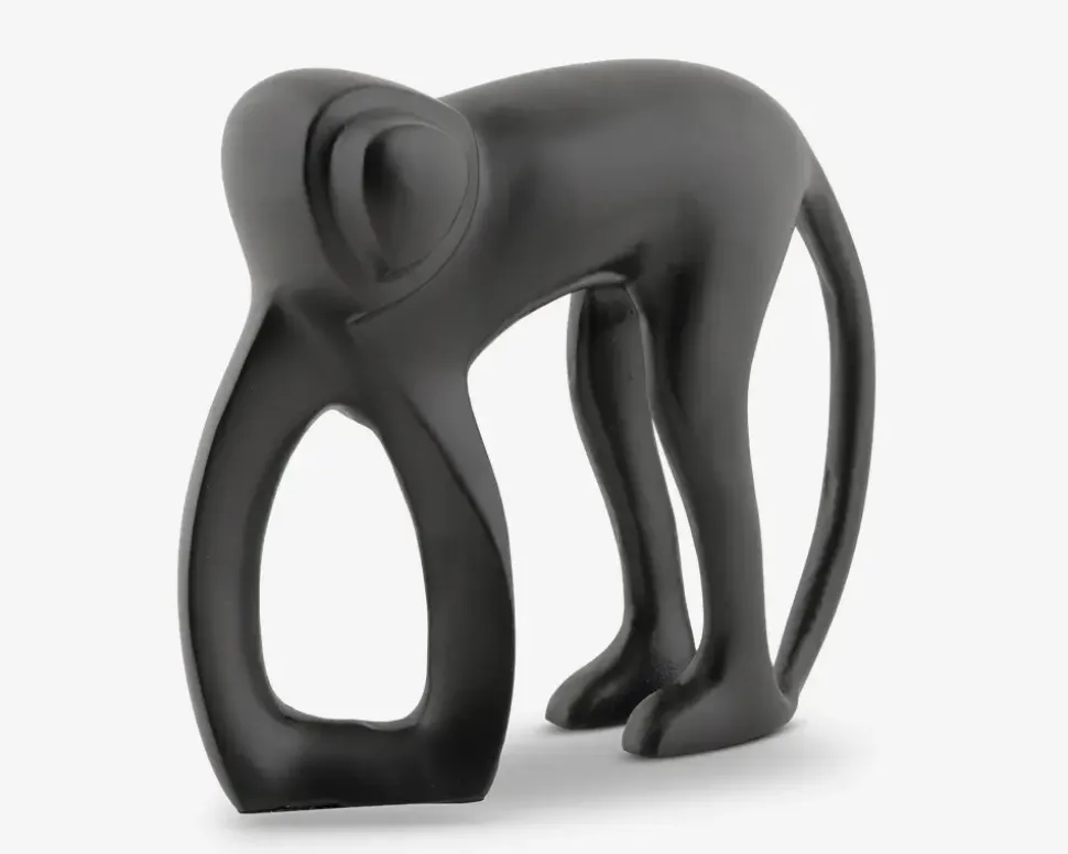 Figur abe sort metal H.15 cm