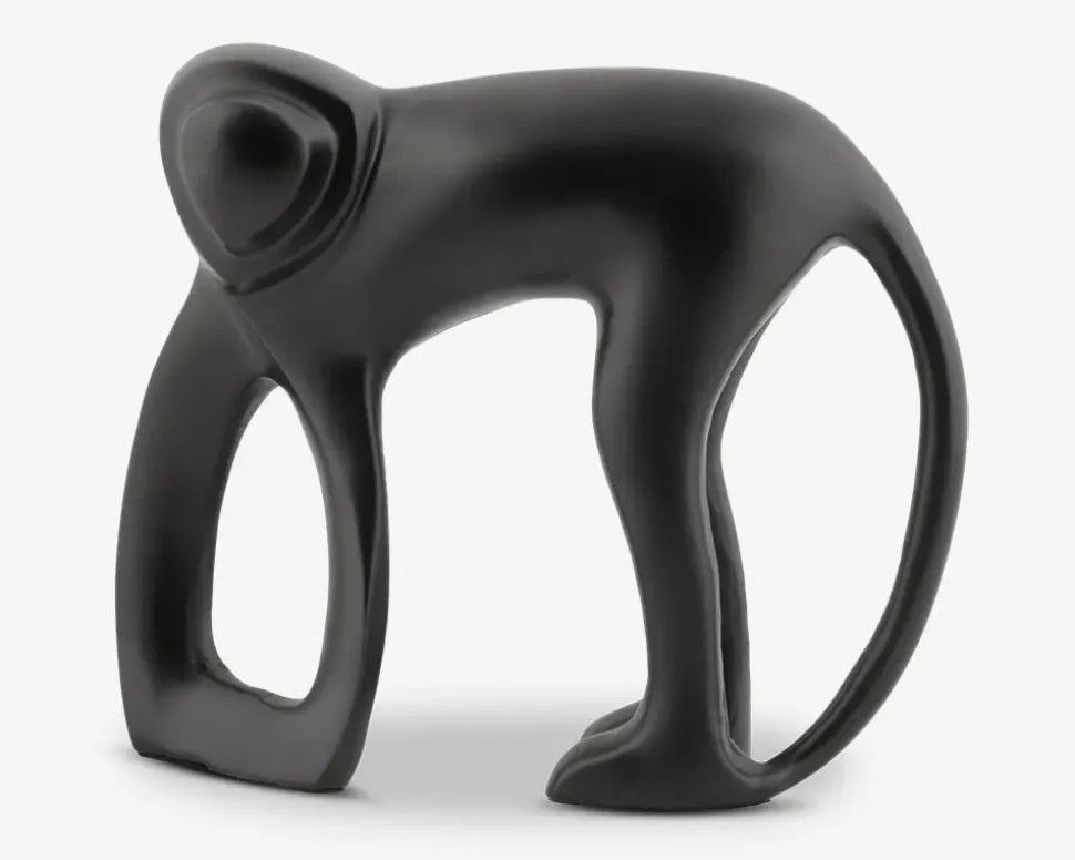 Figur abe sort metal H.15 cm