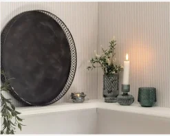 Fyrfadsstage blå Ø.8 x H. 8 cm