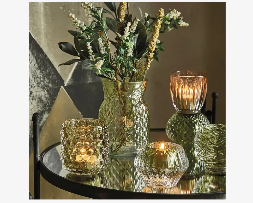 Fyrfadsstage grøn Ø.9 x H.7 cm