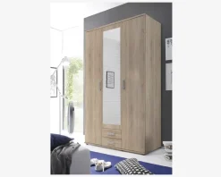 Garderobeskab m. 3 låger og 2 skuffer