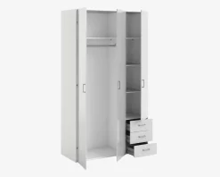 Garderobeskab Space m. 3 Låger og 3 Skuffer