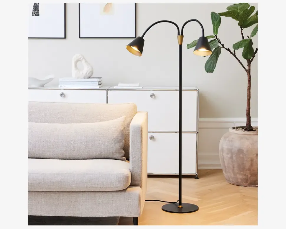 Gulvlampe Hygge sort H. 135 cm