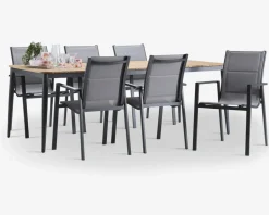 Havebord teak/aluminium 100x210 cm