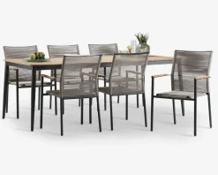 Havebord teak/aluminium 100x210 cm