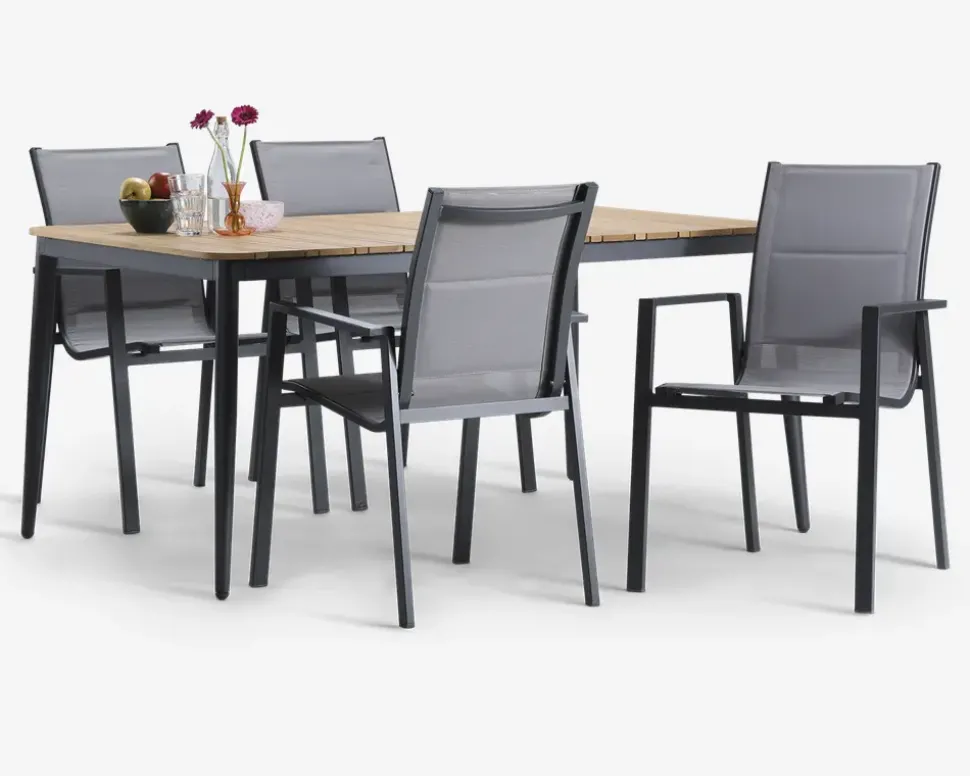 Havestol i grå textiline/antracit stel