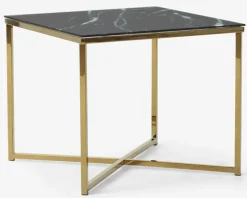 Hjørnebord m/Glasplade Messing/Sort