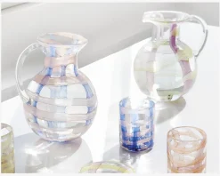 Kande Mønster Glas Blå/Pink H.22 cm