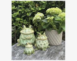 Keramik frø grøn H.7.5 cm