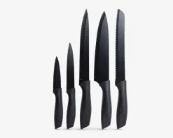 Knivsæt sort stål 5 stk.