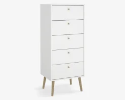 Kommode Bodo med 5 skuffer hvid