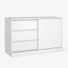 Kommode Naia med 3 skuffer og en skydedør hvid