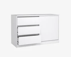 Kommode Naia med 3 skuffer og en skydedør hvid