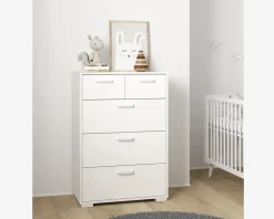 Kommode Sofia hvid med 5 skuffer