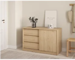 Komode Naia med 3 skuffer og 1 skydelåge eg