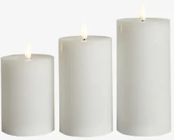 LED Bloklys Sæt 3Stk Hvid Ø.7,5cm