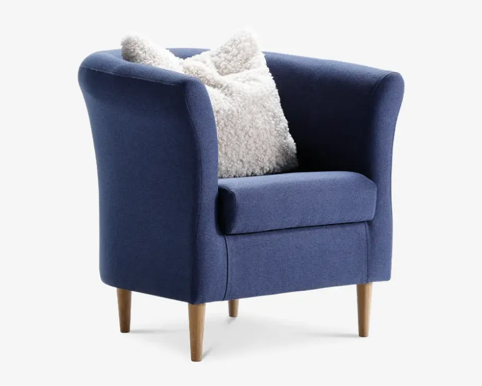 Lænestol Flash Blå Med Eg Ben