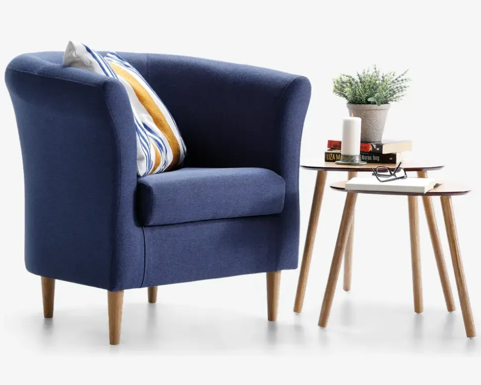 Lænestol Flash Blå Med Eg Ben