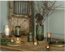 Loe fyrfadsstage lotusblomst grøn Ø.9 cm