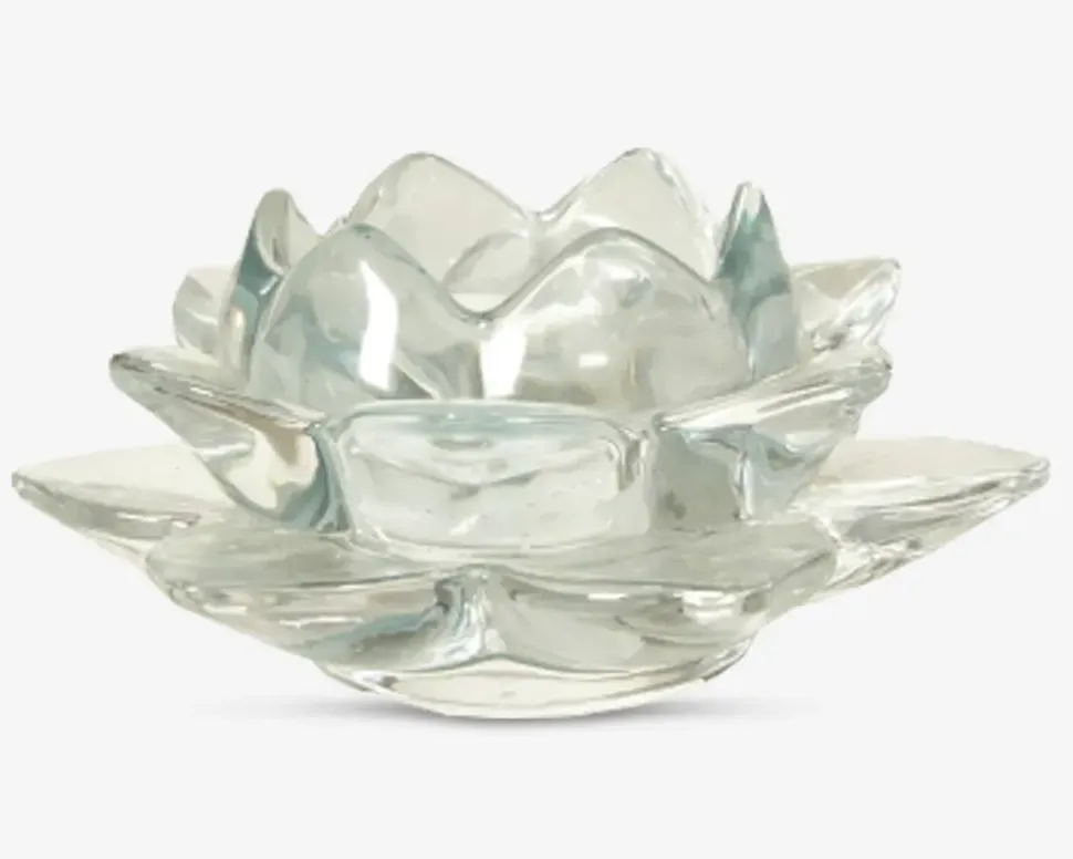 Loe fyrfadsstage lotusblomst aqua Ø.12 cm