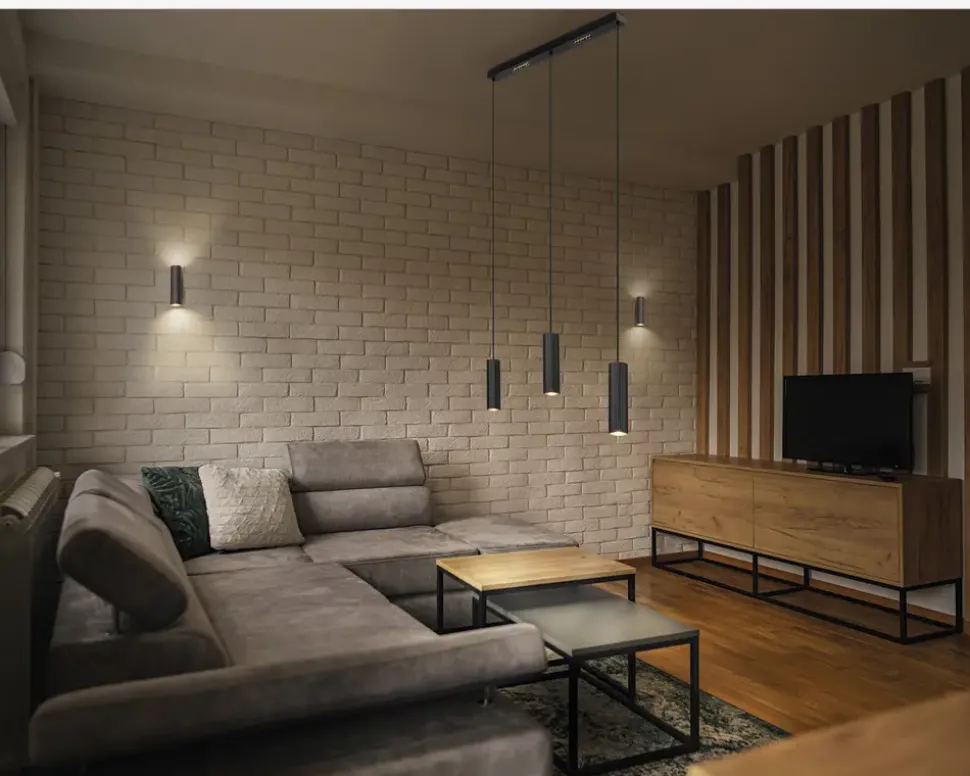 Loftlampe Drums sort L.82,5 cm