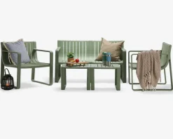 Loungesæt grøn plast 5 dele