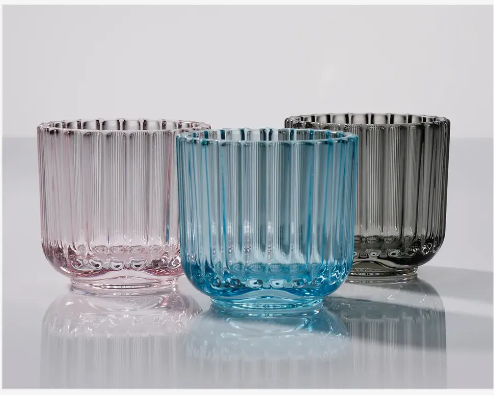 Lyngby fyrfadsstage glas lyseblå H.6,5 cm