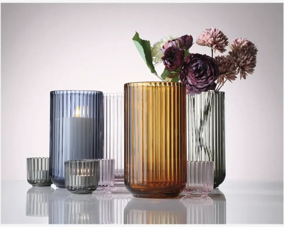 Lyngby fyrfadsstage glas pink H.6,5 cm