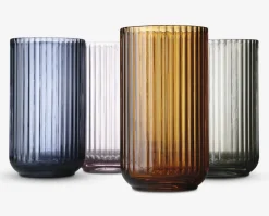 Lyngby vase glas blå H.20 cm