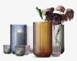 Lyngby vase glas blå H.20 cm