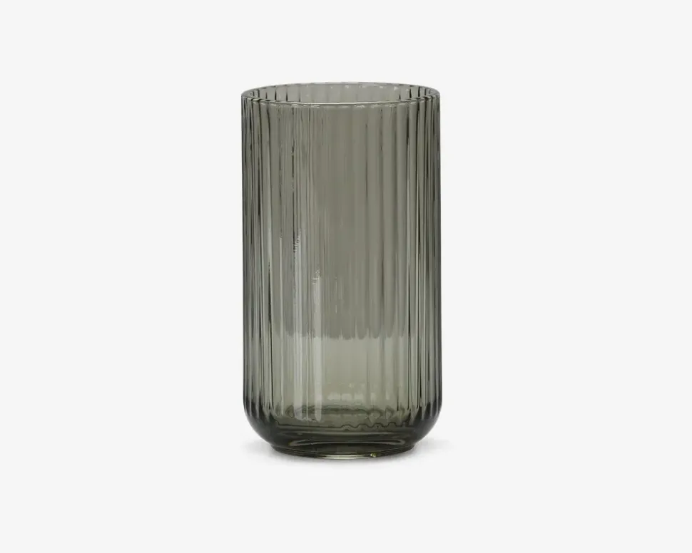 Lyngby vase glas røgfarvet H.20 cm