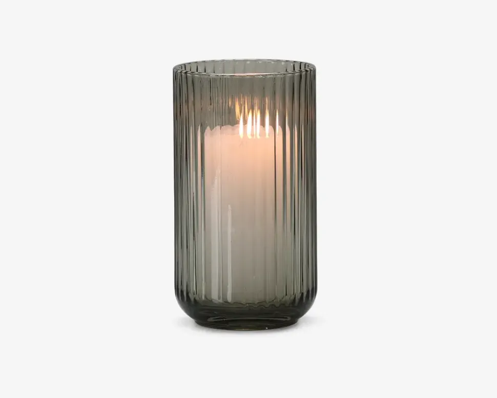 Lyngby vase glas røgfarvet H.20 cm