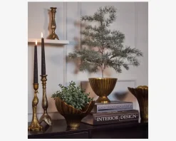 Lysestage Alu Guld Antik H.28 cm