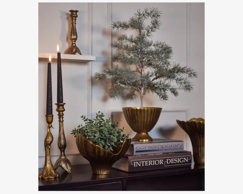 Lysestage Alu Guld Antik H.28 cm