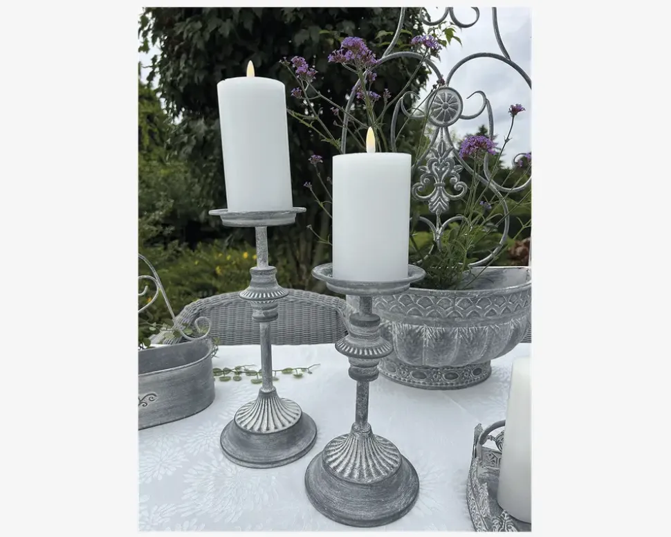 Lysestage Bloklys Grå H.30