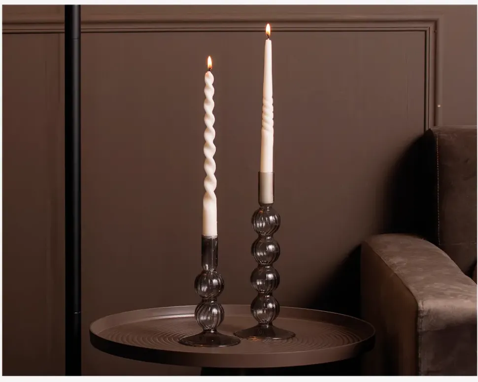 Lysestage Bubbles Sort H.16 cm