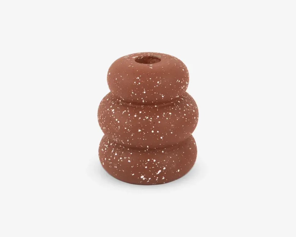 Lysestage ringe cement brun H.11 cm