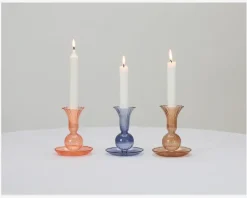 Lysestage Tulip Røgfarvet H.11,5 cm