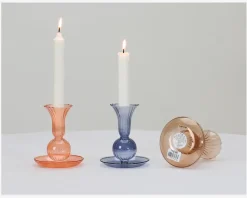 Lysestage Tulip Røgfarvet H.11,5 cm