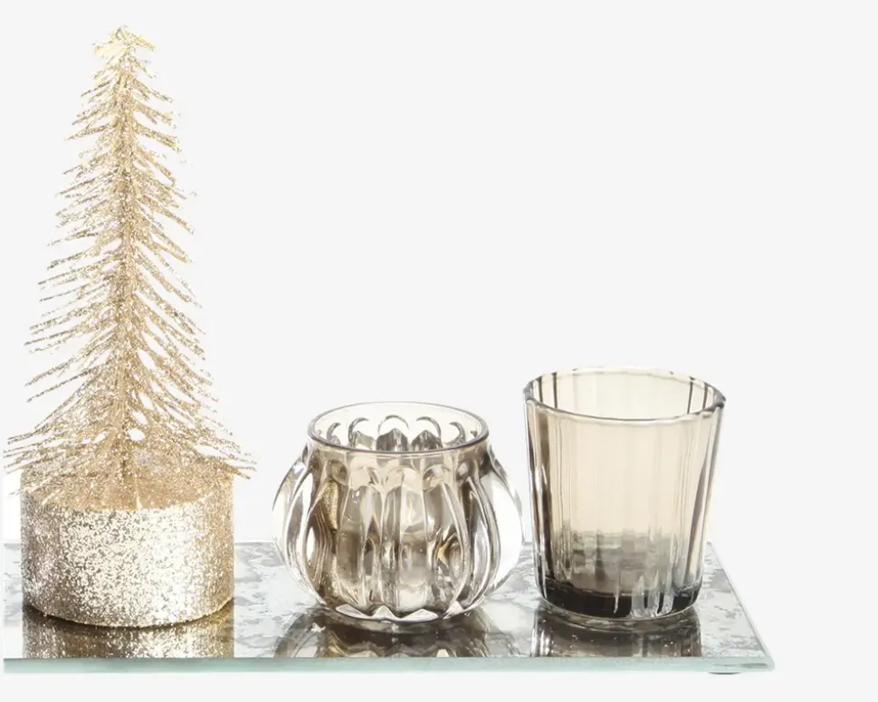 Lysestager på Spejl Champagne