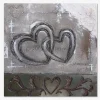 Maleri 2 hjerter grå 80x80 cm
