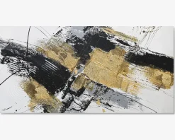 Maleri abstrakt sort/burn 70x140 cm