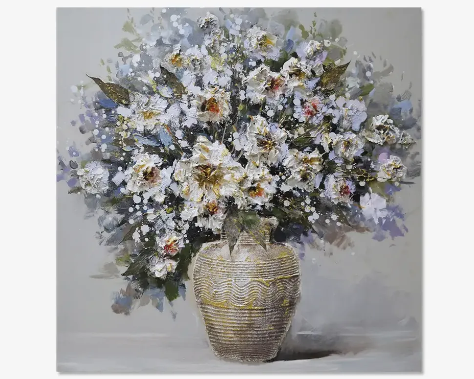 Maleri blomst vase 100x100 cm
