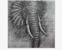 Maleri elefant grå 120x120 cm