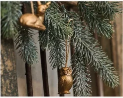 Ornament ugle/rådyr guld ass H.5 cm