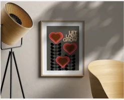 Plakat Let Love Grow Gray