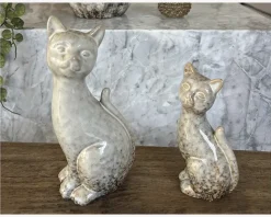 Porcelæn kat sand H.17,5 cm